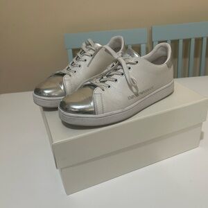 Emporio Armani White Sneakers with Silver Details